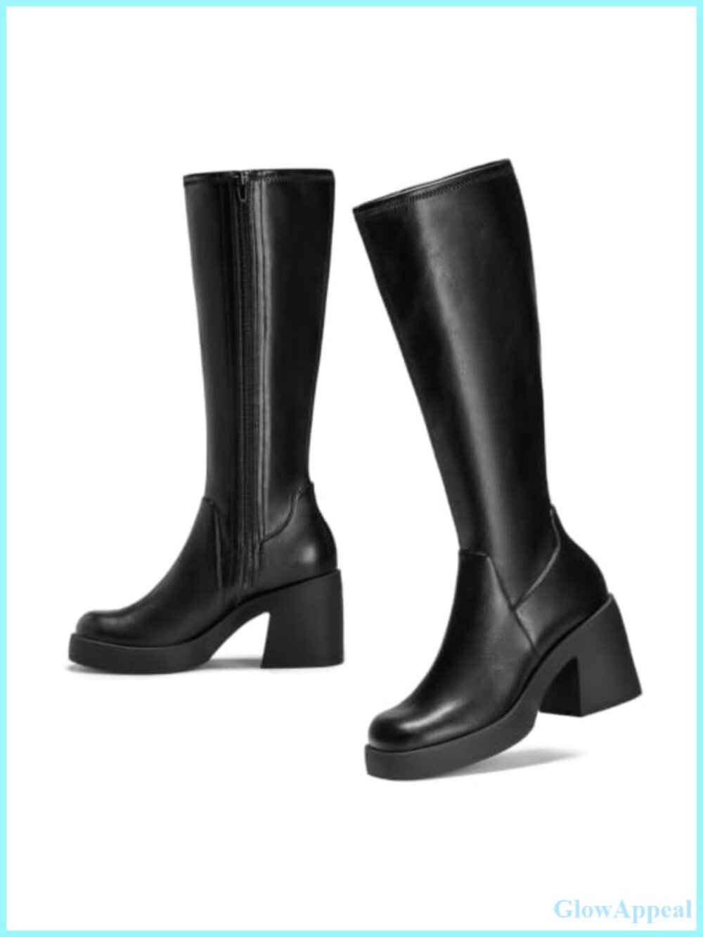 FITORY Women's Knee High Platform Block Heel Square Toe Boots